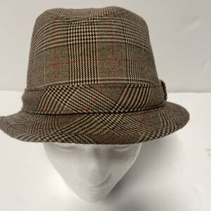 Lids Brown Plaid Fedora Hat Mens L/XL